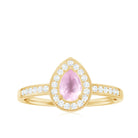 0.75 CT Classic Rose Quartz and Diamond Engagement Ring Rose Quartz - ( AAA ) - Quality - Rosec Jewels