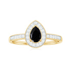 1 CT Classic Black Onyx Engagement Ring with Diamond Halo Black Onyx - ( AAA ) - Quality - Rosec Jewels