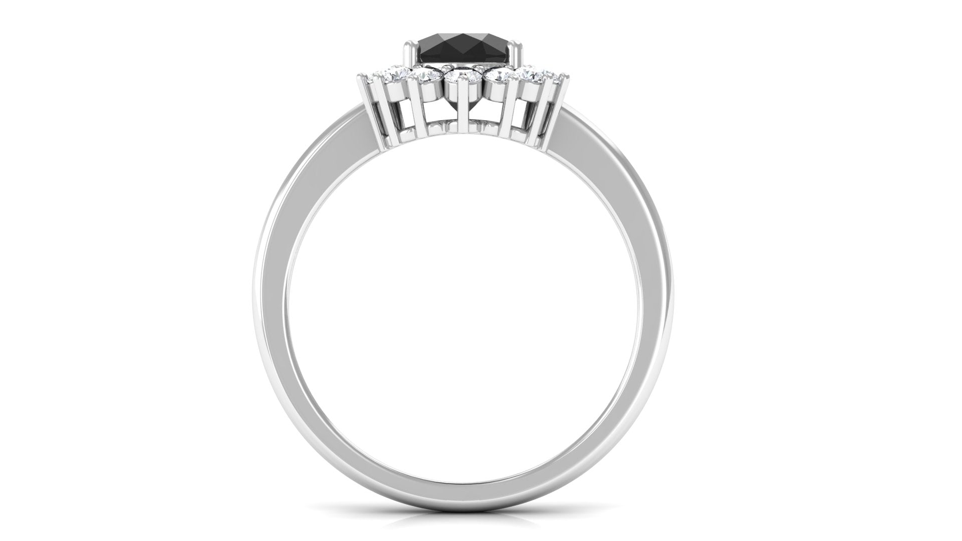 1 CT Princess Diana Inspired Oval Shape Black Spinel Engagement Ring Diamond Halo Black Spinel - ( AAA ) - Quality - Rosec Jewels