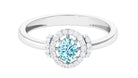 0.50 CT Aquamarine Halo Engagement Ring with Diamond Aquamarine - ( AAA ) - Quality - Rosec Jewels