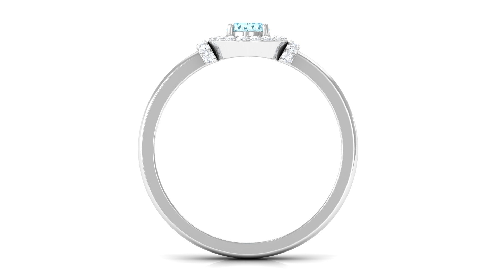 0.50 CT Aquamarine Halo Engagement Ring with Diamond Aquamarine - ( AAA ) - Quality - Rosec Jewels