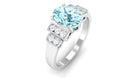 1.50 CT Aquamarine Solitaire Ring with Diamond Collar Aquamarine - ( AAA ) - Quality - Rosec Jewels