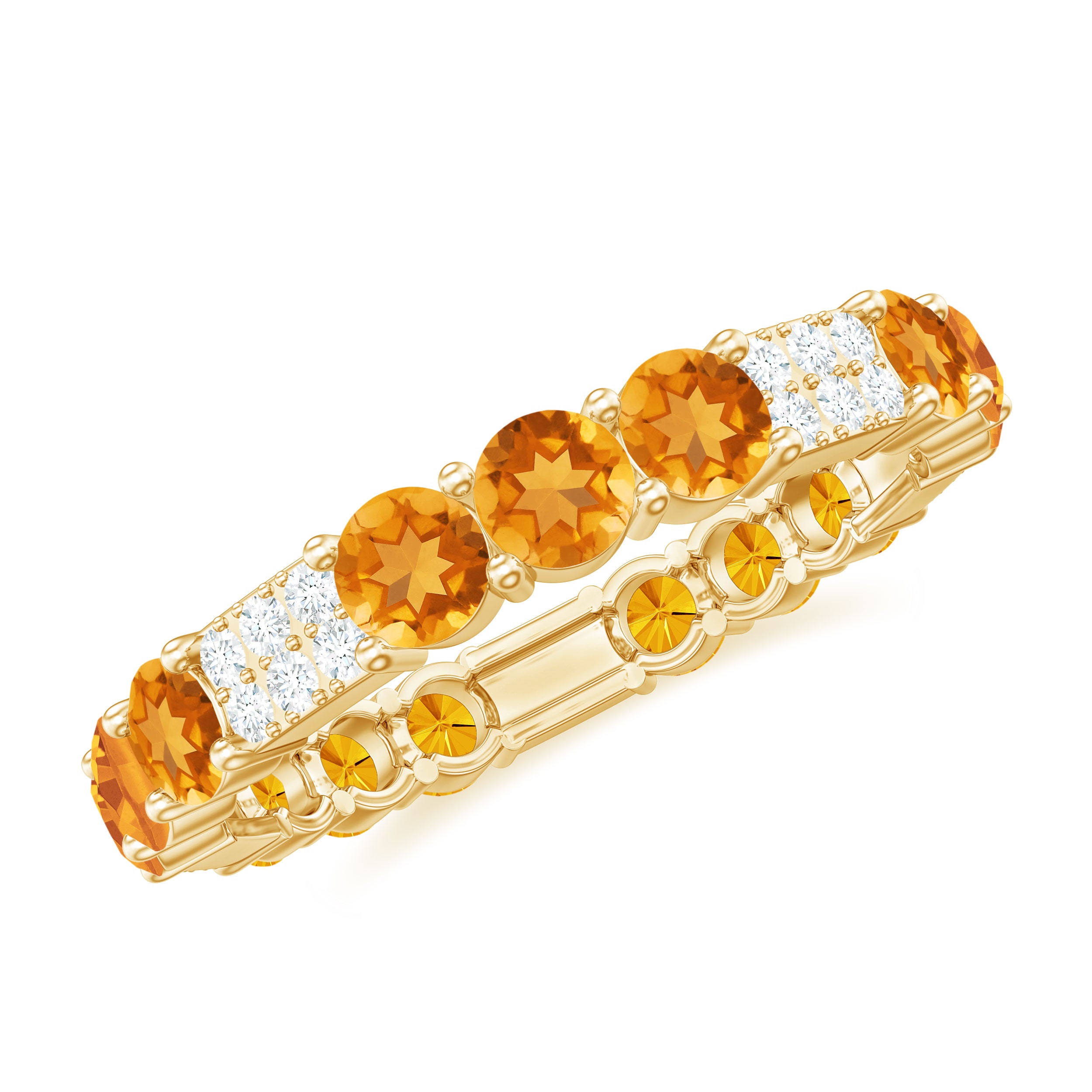 Citrine and Diamond Designer Full Eternity Ring Citrine - ( AAA ) - Quality - Rosec Jewels