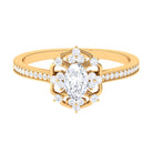 3/4 CT Vintage Inspired Moissanite Flower Engagement Ring Moissanite - ( D-VS1 ) - Color and Clarity - Rosec Jewels