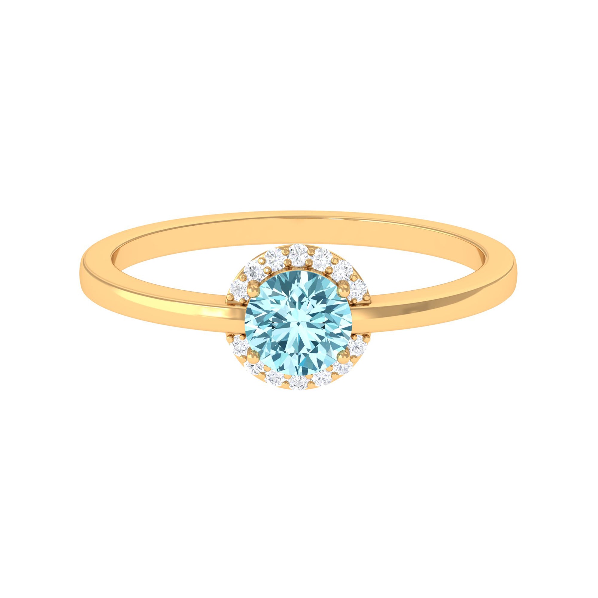 0.50 CT Aquamarine Engagement Ring with Diamond Halo Aquamarine - ( AAA ) - Quality - Rosec Jewels