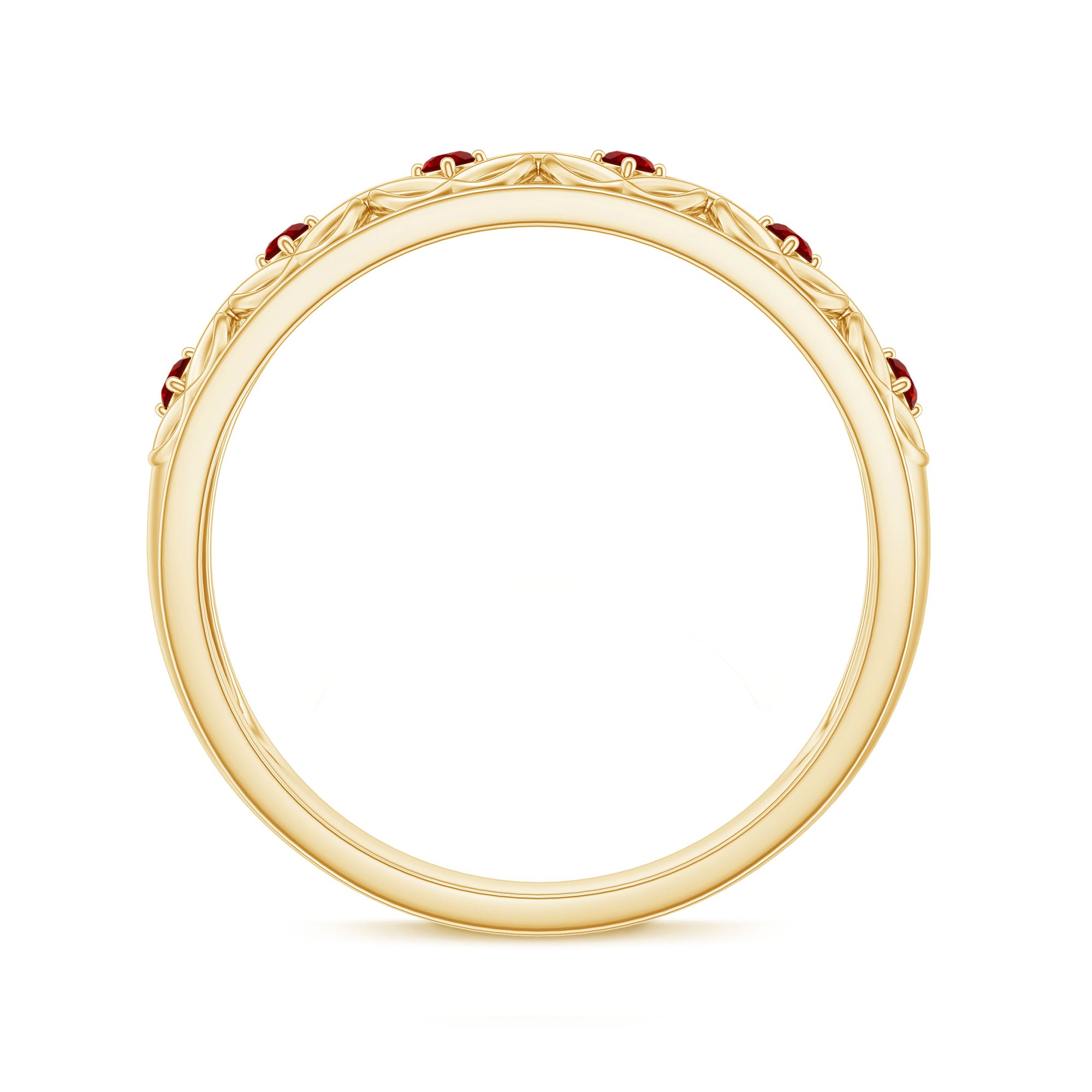 Vintage Style Created Ruby Celtic Knot Eternity Band Ring in Gold Lab Created Ruby - ( AAAA ) - Quality - Rosec Jewels