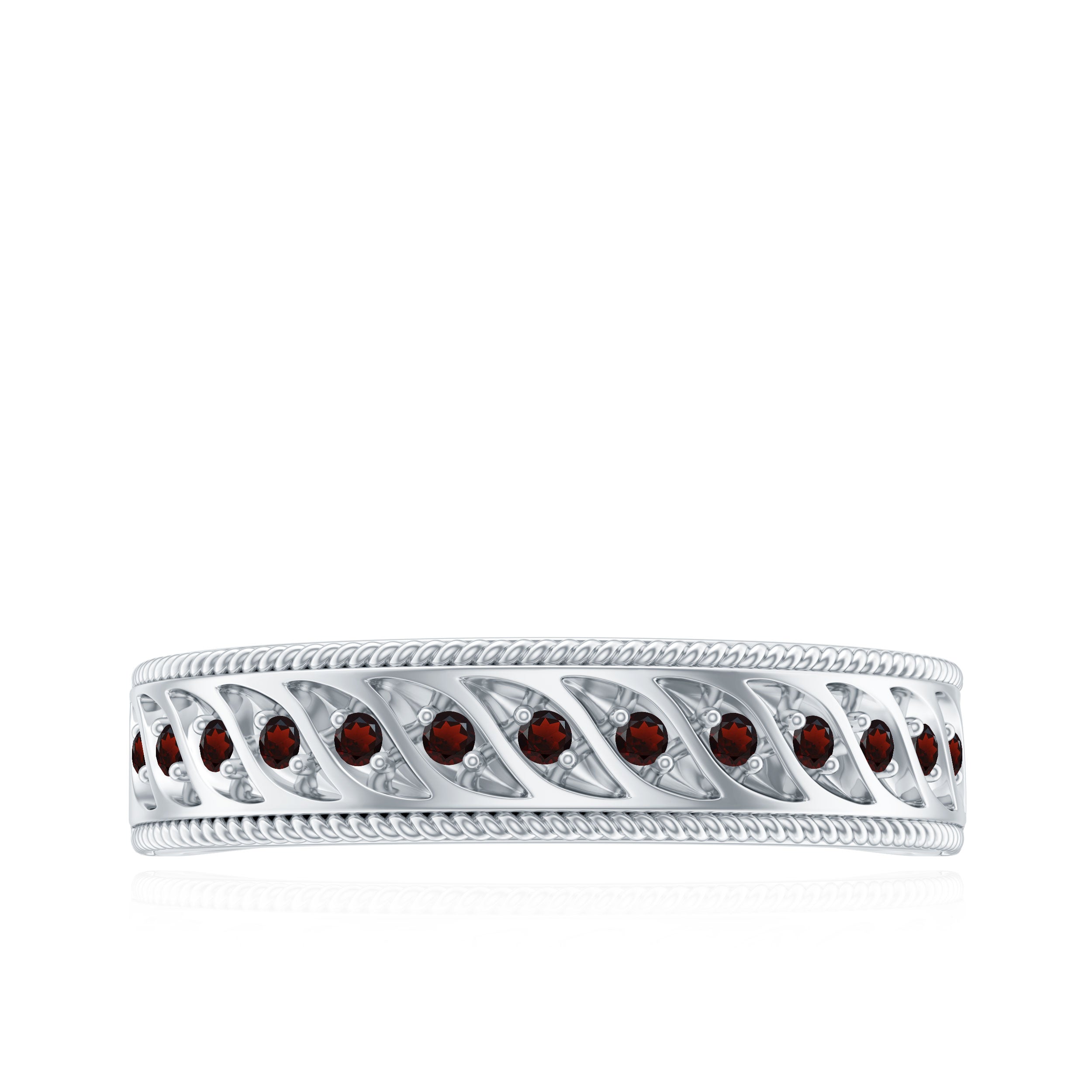 Designer Garnet Wedding Band Ring Garnet - ( AAA ) - Quality - Rosec Jewels