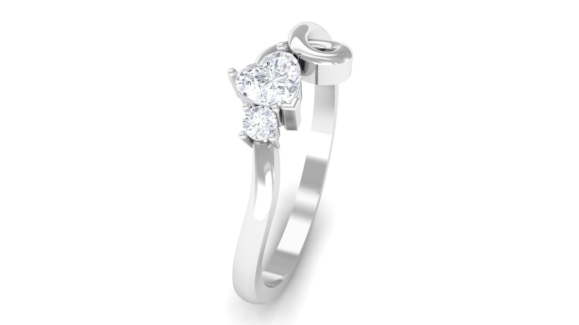 1/4 CT Moissanite Heart Promise Ring with Twisted Gold Shank Moissanite - ( D-VS1 ) - Color and Clarity - Rosec Jewels