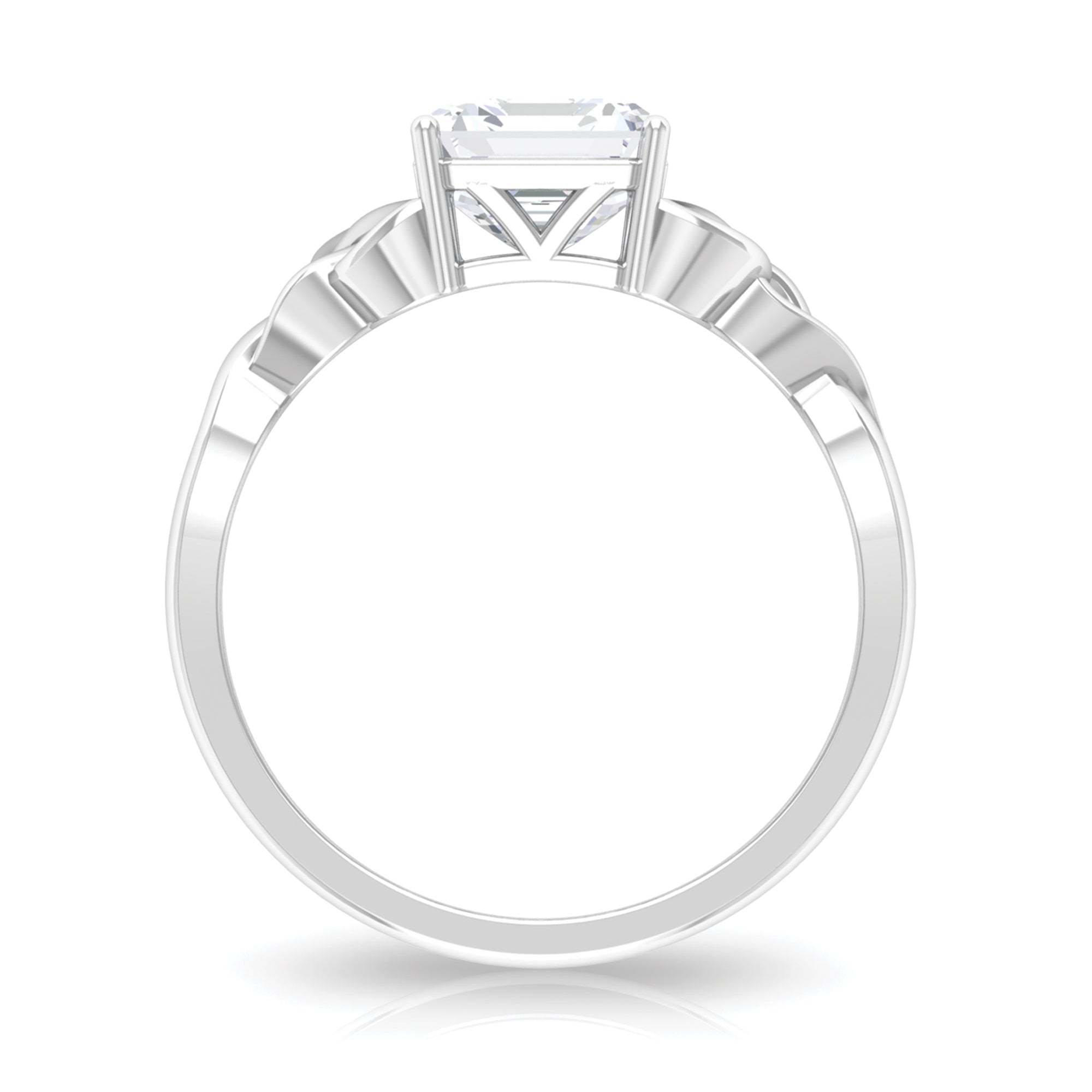 Moissanite Asscher Cut Solitaire Celtic Ring Moissanite - ( D-VS1 ) - Color and Clarity - Rosec Jewels