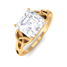 Moissanite Asscher Cut Solitaire Celtic Ring Moissanite - ( D-VS1 ) - Color and Clarity - Rosec Jewels