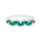 1 CT Minimal Marquise Shape Emerald Anniversary Ring with Diamond Accent Emerald - ( AAA ) - Quality - Rosec Jewels