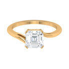 7 MM Asscher Cut Moissanite Solitaire Ring in V Scroll Setting with Bypass Shank Moissanite - ( D-VS1 ) - Color and Clarity - Rosec Jewels