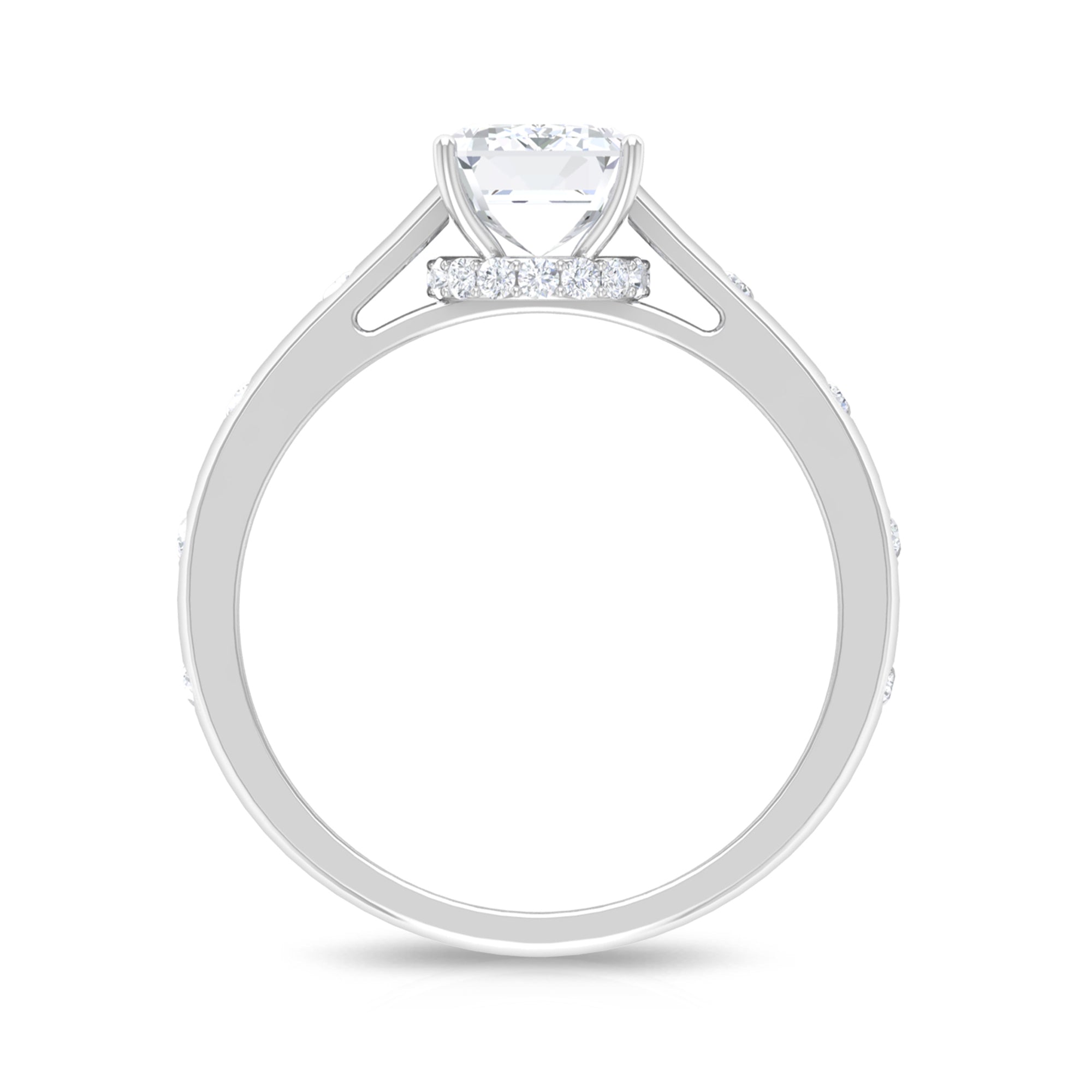 2 CT Moissanite Solitaire Engagement Ring with Hidden Halo Moissanite - ( D-VS1 ) - Color and Clarity - Rosec Jewels