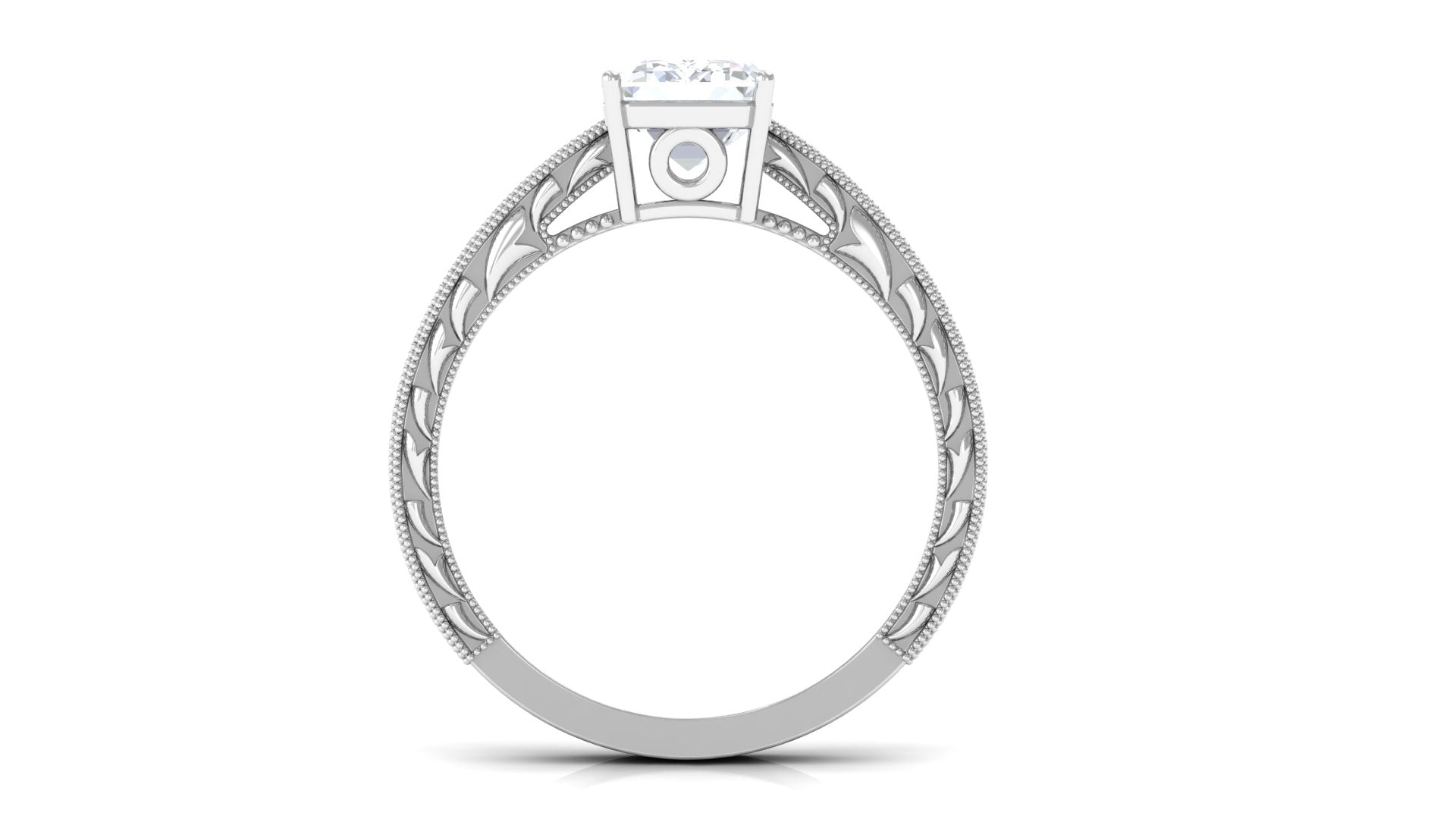 Octagon Cut Certified Moissanite Solitaire Ring Moissanite - ( D-VS1 ) - Color and Clarity - Rosec Jewels