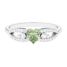 1 CT Real Green Sapphire Solitaire Ring with Diamond Accent Green Sapphire - ( AAA ) - Quality - Rosec Jewels