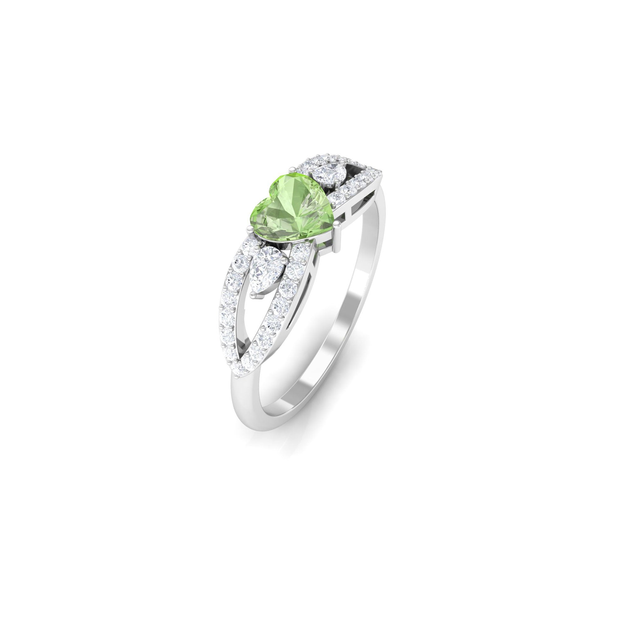 1 CT Real Green Sapphire Solitaire Ring with Diamond Accent Green Sapphire - ( AAA ) - Quality - Rosec Jewels