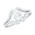 2.25 CT Oval Cut Zircon Engagement Ring with Split Shank Zircon - ( AAAA ) - Quality - Rosec Jewels