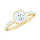 Asscher Moissanite Solitaire Engagement Ring with Side Stones Moissanite - ( D-VS1 ) - Color and Clarity - Rosec Jewels