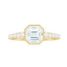 Asscher Moissanite Solitaire Engagement Ring with Side Stones Moissanite - ( D-VS1 ) - Color and Clarity - Rosec Jewels