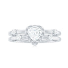 3/4 CT Heart Shape Moissanite Double Band Engagement Ring Moissanite - ( D-VS1 ) - Color and Clarity - Rosec Jewels