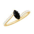 3/4 CT Marquise Cut Black Spinel and Diamond Bypass Ring Black Spinel - ( AAA ) - Quality - Rosec Jewels