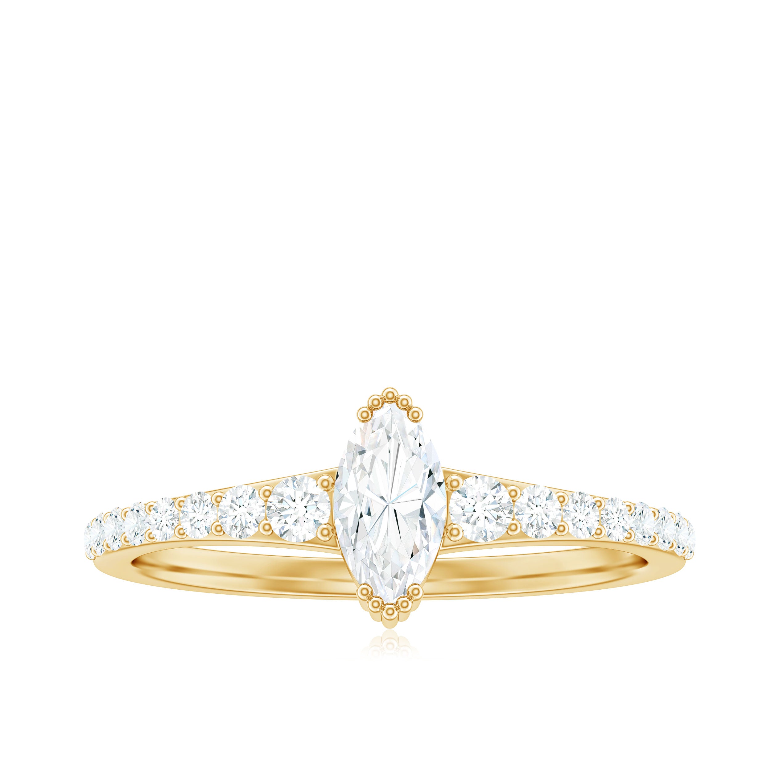 1 CT Marquise Cut Zircon Minimal Engagement Ring in Gold Zircon - ( AAAA ) - Quality - Rosec Jewels