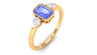 1 CT Beaded Bezel Set Tanzanite Solitaire Ring with Diamond Tanzanite - ( AAA ) - Quality - Rosec Jewels