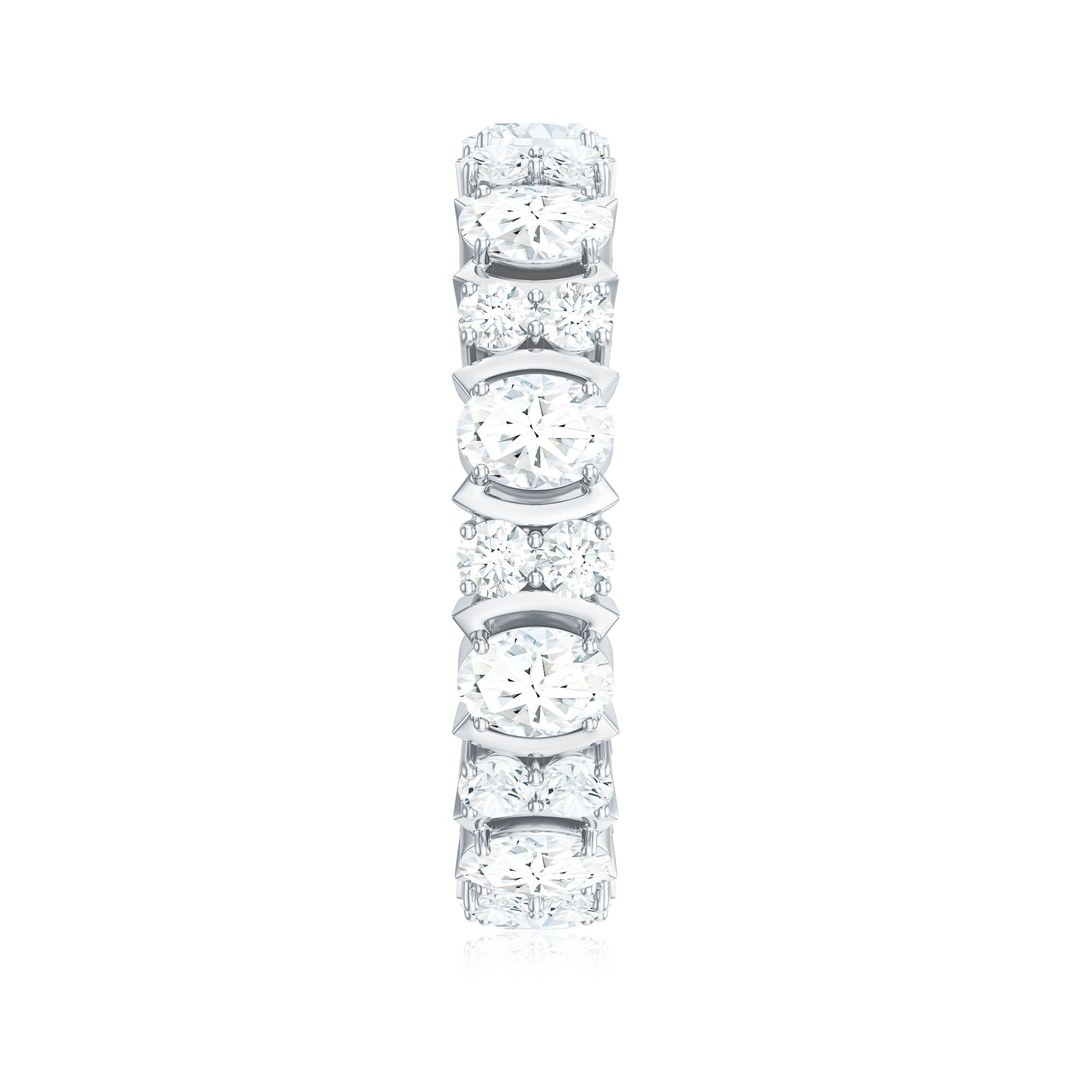 Oval and Round Cut Moissanite Eternity Ring Moissanite - ( D-VS1 ) - Color and Clarity - Rosec Jewels