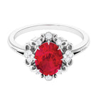 Certified Vintage Inspired Created Ruby Engagement Ring with Diamond Lab Created Ruby - ( AAAA ) - Quality - Rosec Jewels