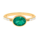 1 CT Oval Cut Emerald East West Engagement Ring with Diamond Emerald - ( AAA ) - Quality - Rosec Jewels