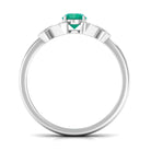 Round Emerald Butterfly Engagement Ring with Diamond Emerald - ( AAA ) - Quality - Rosec Jewels