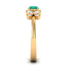 Round Emerald Butterfly Engagement Ring with Diamond Emerald - ( AAA ) - Quality - Rosec Jewels