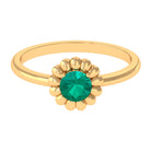 1/2 CT Round Cut Solitaire Emerald Gold Flower Ring Emerald - ( AAA ) - Quality - Rosec Jewels