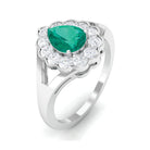 Pear Shaped Emerald Halo Engagement Ring with Diamond in Split Shank Emerald - ( AAA ) - Quality - Rosec Jewels