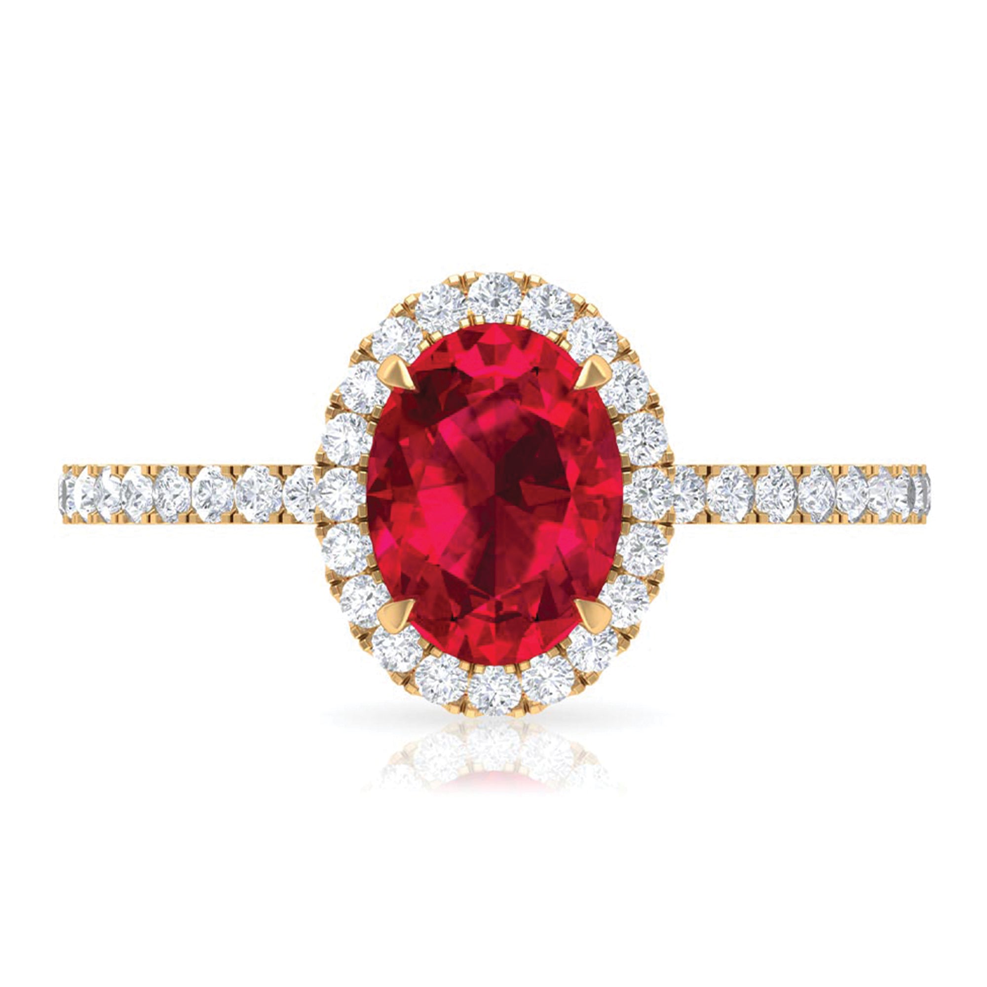 2 CT Oval Cut Ruby Cocktail Engagement Ring with Diamond Accent Ruby - ( AAA ) - Quality - Rosec Jewels