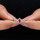 Marquise Shape Ruby Solitaire Celtic Knot Ring Ruby - ( AAA ) - Quality - Rosec Jewels