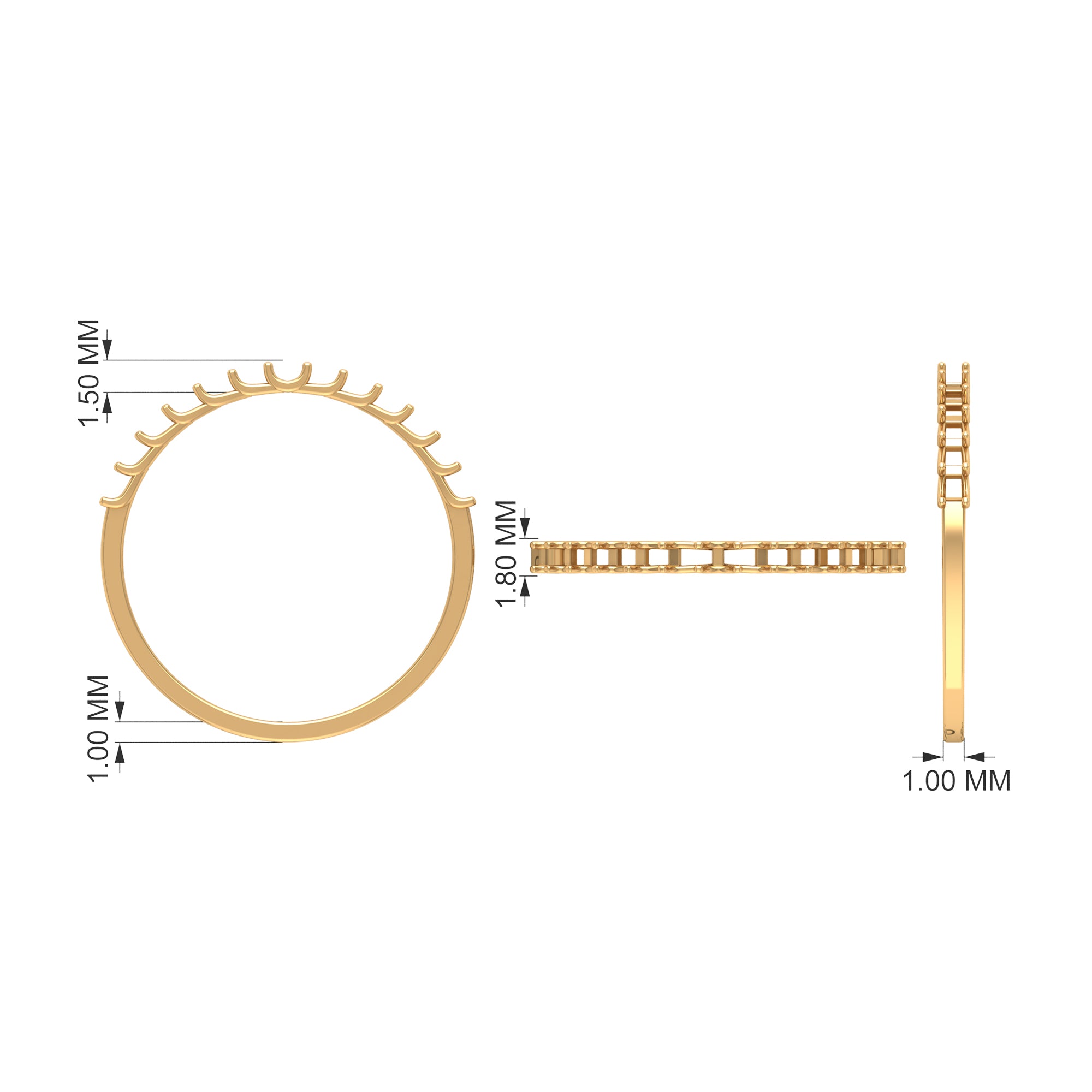 Moissanite Simple Half Eternity Ring in Shared Prong Setting Moissanite - ( D-VS1 ) - Color and Clarity - Rosec Jewels