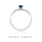 1 CT Round Shape London Blue Topaz and Diamond Criss Cross Ring London Blue Topaz - ( AAA ) - Quality - Rosec Jewels