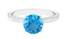 2.75 CT Round Cut Swiss Blue Topaz Solitaire Ring with Moissanite Side Stones Swiss Blue Topaz - ( AAA ) - Quality - Rosec Jewels