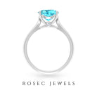 Cushion Cut Swiss Blue Topaz Solitaire Engagement Ring with Surprise Diamond Swiss Blue Topaz - ( AAA ) - Quality - Rosec Jewels