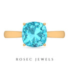 Cushion Cut Swiss Blue Topaz Solitaire Engagement Ring with Surprise Diamond Swiss Blue Topaz - ( AAA ) - Quality - Rosec Jewels