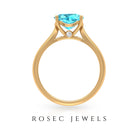 Cushion Cut Swiss Blue Topaz Solitaire Engagement Ring with Surprise Diamond Swiss Blue Topaz - ( AAA ) - Quality - Rosec Jewels