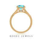 Split Shank Swiss Blue Topaz Solitaire Engagement Ring with Diamond Accent Swiss Blue Topaz - ( AAA ) - Quality - Rosec Jewels