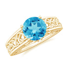 1.50 CT Swiss Blue Topaz Celtic Solitaire Band with Diamond Swiss Blue Topaz - ( AAA ) - Quality - Rosec Jewels