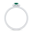 0.75 CT Emerald Solitaire Ring with Diamond Halo Emerald - ( AAA ) - Quality - Rosec Jewels