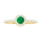 0.75 CT Emerald Solitaire Ring with Diamond Halo Emerald - ( AAA ) - Quality - Rosec Jewels