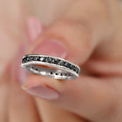 2.75 CT Channel Set Black Spinel Eternity Ring Black Spinel - ( AAA ) - Quality - Rosec Jewels