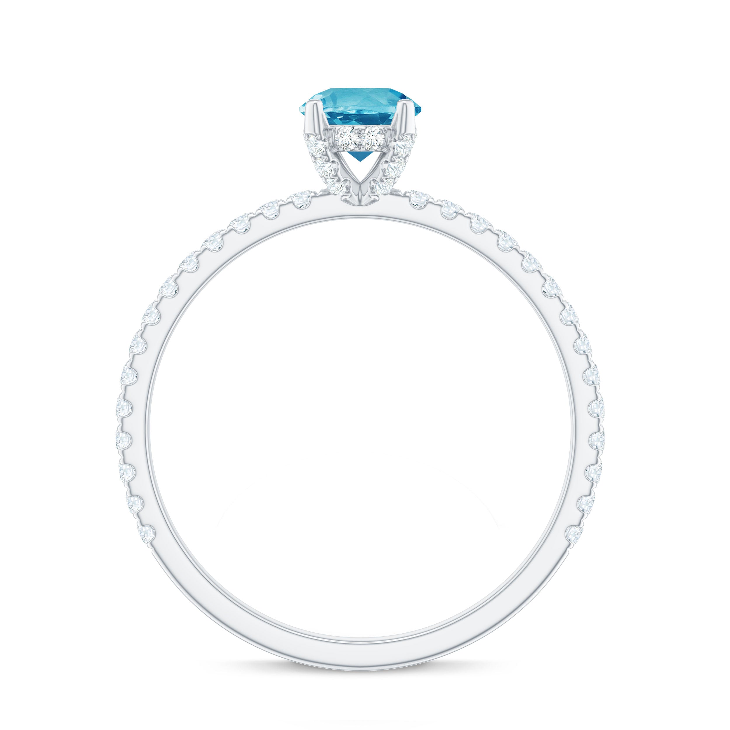 1.25 CT Solitaire Ring with Swiss Blue Topaz and Diamond Side Stones Swiss Blue Topaz - ( AAA ) - Quality - Rosec Jewels