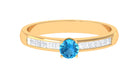 1/2 CT Solitaire Accent Ring with Swiss Blue Topaz and Diamond Swiss Blue Topaz - ( AAA ) - Quality - Rosec Jewels