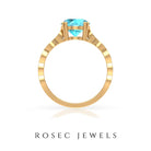 8 MM Swiss Blue Topaz Solitaire Engagement Ring in Double Prong Setting with Diamond Swiss Blue Topaz - ( AAA ) - Quality - Rosec Jewels